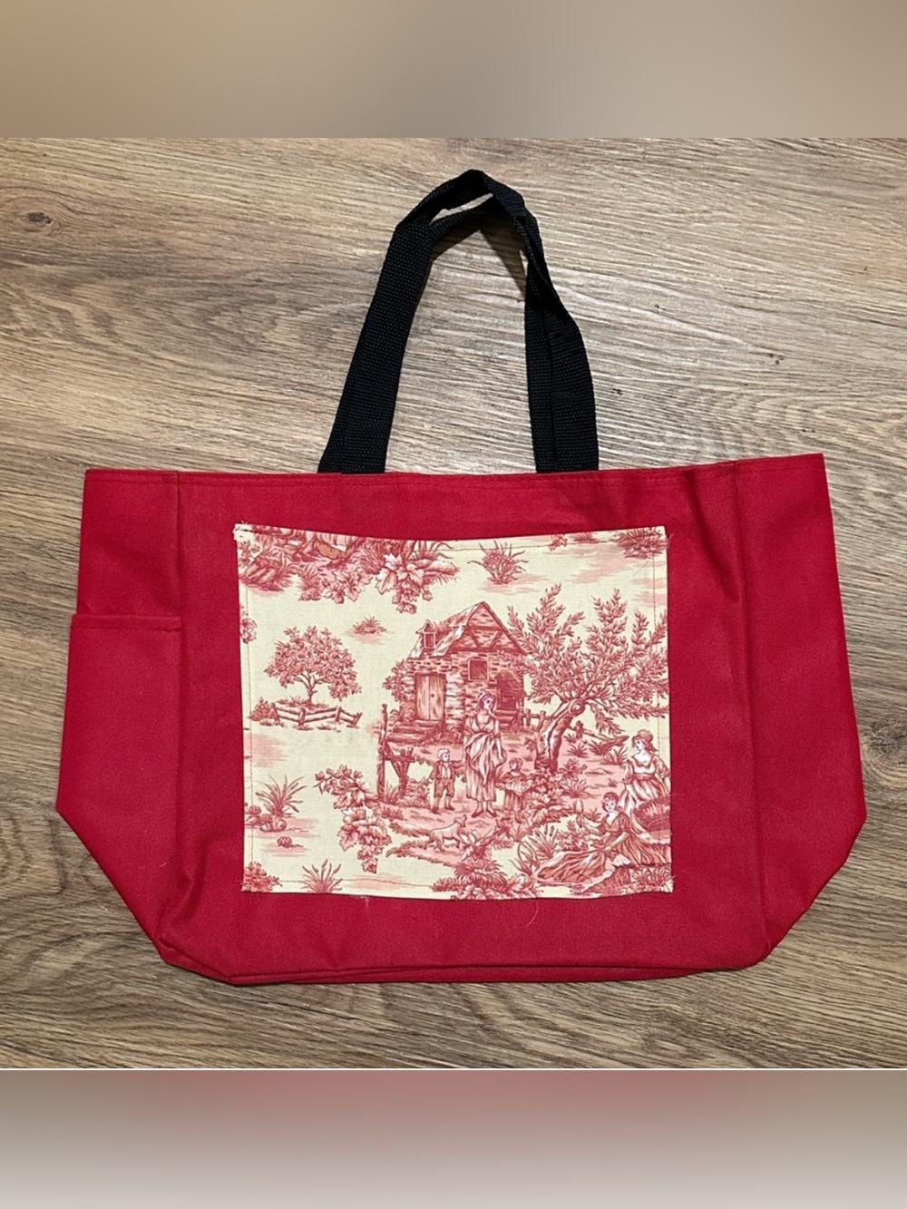 Reusable Canvas Tote Bag - red farmhouse scenery